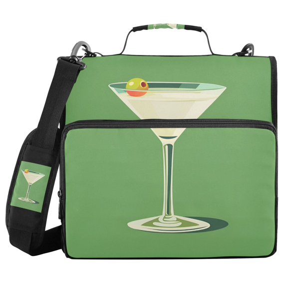 FORMRS Zipper Binder with Shoulder Strap 2-inch Ring 500 Sheet Capacity File Bag, Green Lemon Juice