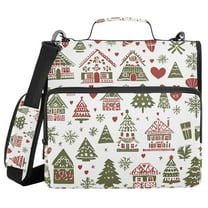 FORMRS Zipper Binder with Shoulder Strap 1.5-inch Ring 500 Sheet Capacity File Bag, Green Nordic Christmas