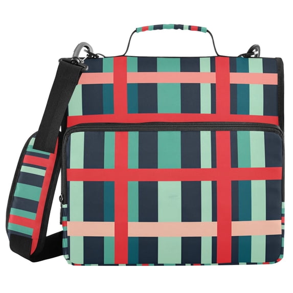 FORMRS Zipper Binder with Shoulder Strap 2-inch Ring 500 Sheet Capacity File Bag, Green Plaid
