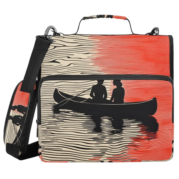 FORMRS Zipper Binder with Shoulder Strap 2-inch Ring 500 Sheet Capacity File Bag, Illusionary Boat