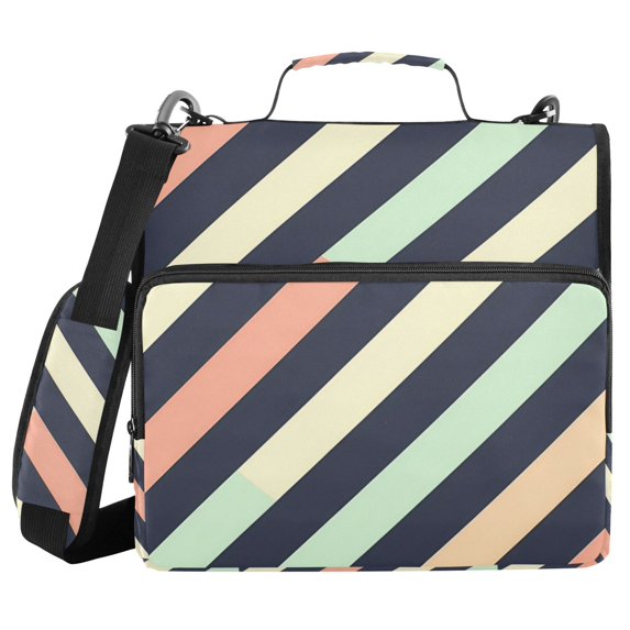 FORMRS Zipper Binder with Shoulder Strap 2-inch Ring 500 Sheet Capacity File Bag, Isometric Green