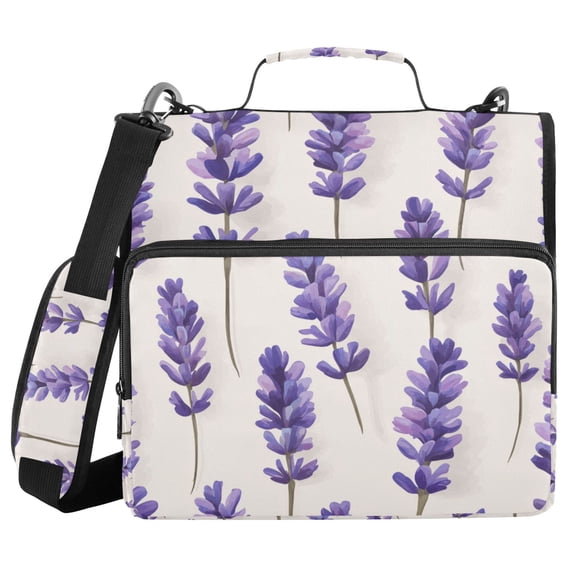 FORMRS Zipper Binder with Shoulder Strap 2-inch Ring 500 Sheet Capacity File Bag, Lavender Pattern