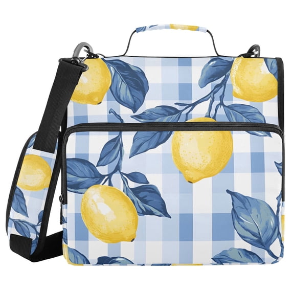 FORMRS Zipper Binder with Shoulder Strap 2-inch Ring 500 Sheet Capacity File Bag, Light Blue Lemon