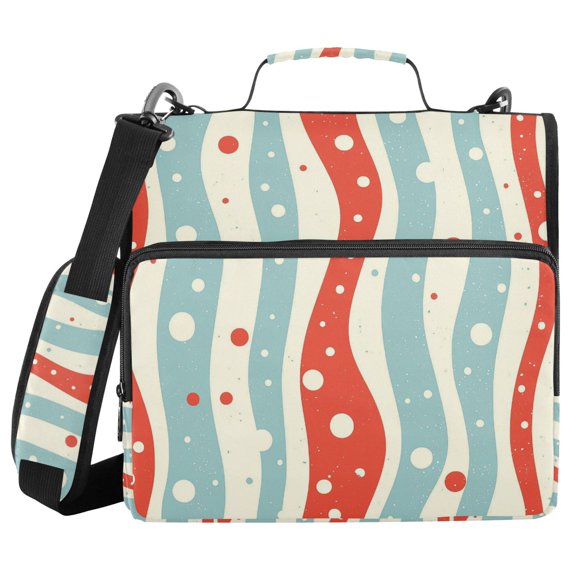 FORMRS Zipper Binder with Shoulder Strap 1.5-inch Ring 500 Sheet Capacity File Bag, Light Blue Pattern