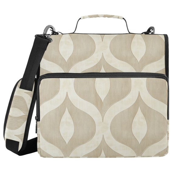 FORMRS Zipper Binder with Shoulder Strap 2-inch Ring 500 Sheet Capacity File Bag, Light Brown Pattern