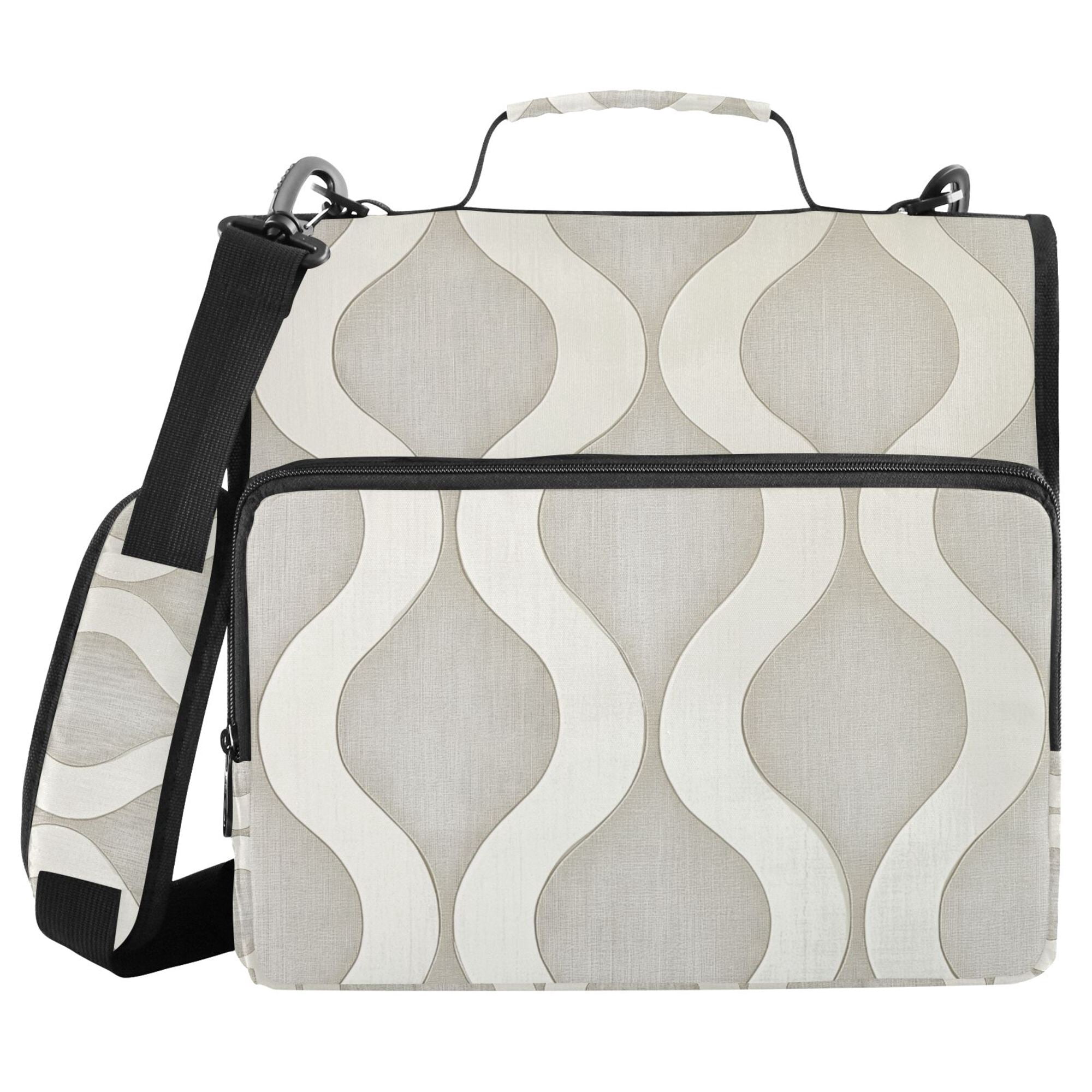 FORMRS Zipper Binder with Shoulder Strap 2-inch Ring 500 Sheet Capacity File Bag, Light Gray Pattern