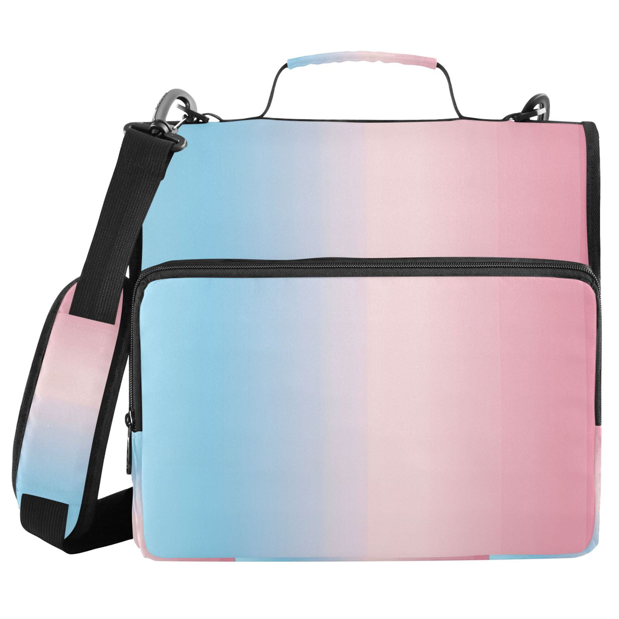 FORMRS Zipper Binder with Shoulder Strap 2-inch Ring 500 Sheet Capacity File Bag, Light Pink Gradient
