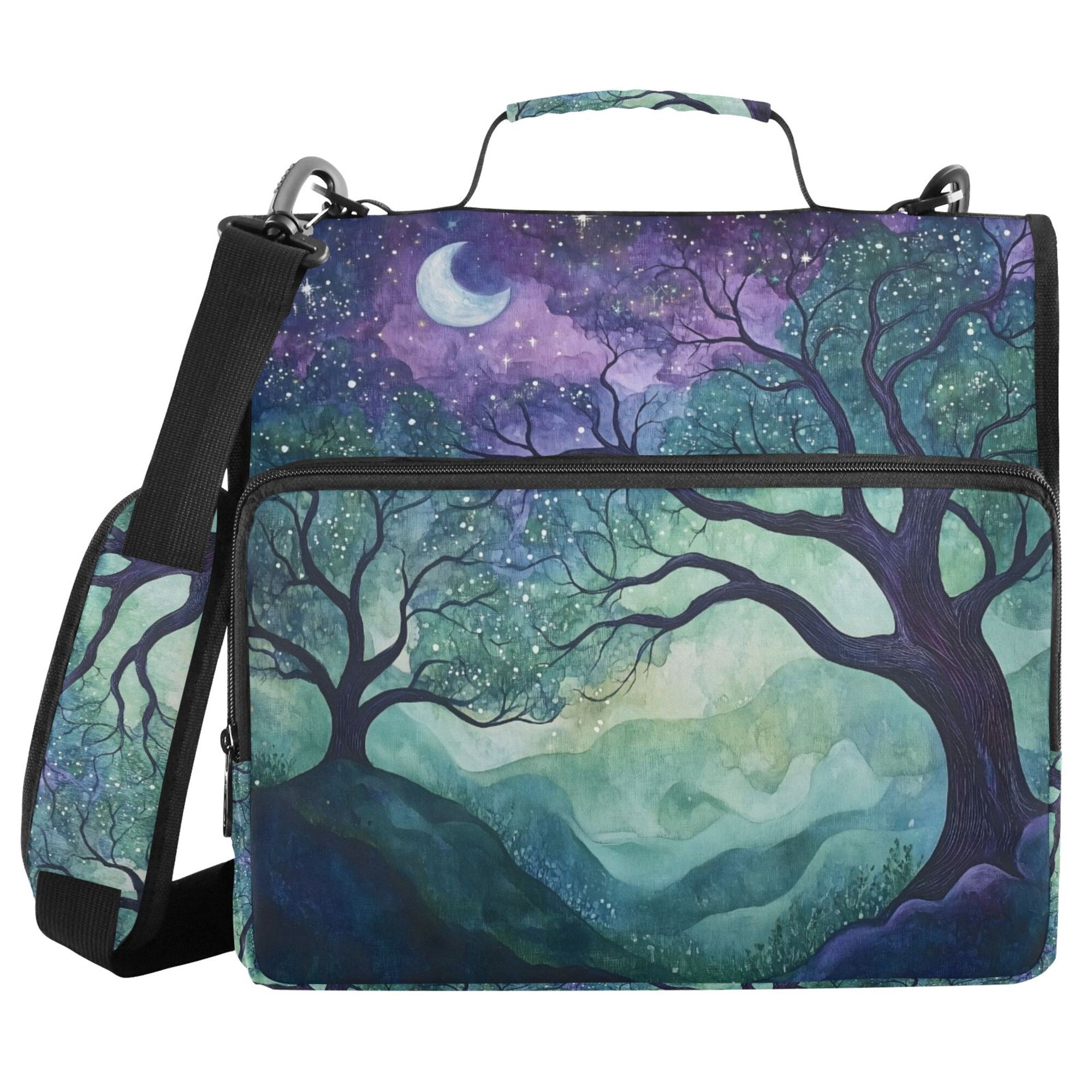 FORMRS Zipper Binder with Shoulder Strap 2-inch Ring 500 Sheet Capacity File Bag, Moonlight Forest