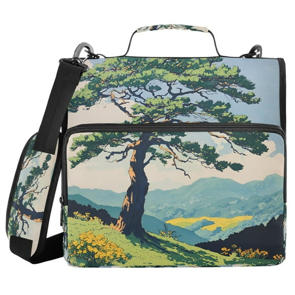 FORMRS Zipper Binder with Shoulder Strap 1.5-inch Ring 500 Sheet Capacity File Bag, Mounatin at Dawn