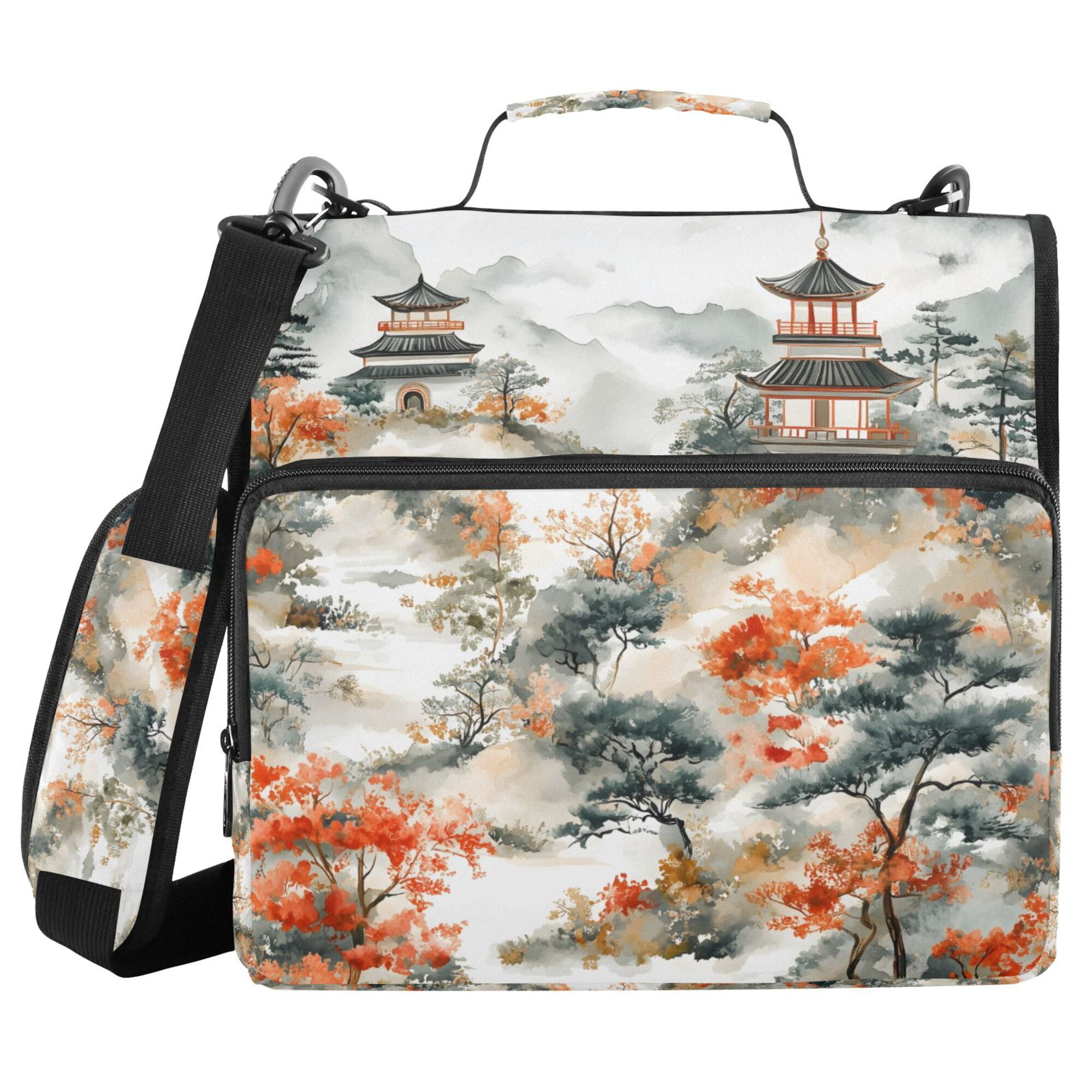 FORMRS Zipper Binder with Shoulder Strap 2-inch Ring 500 Sheet Capacity File Bag, Mountain Pattern