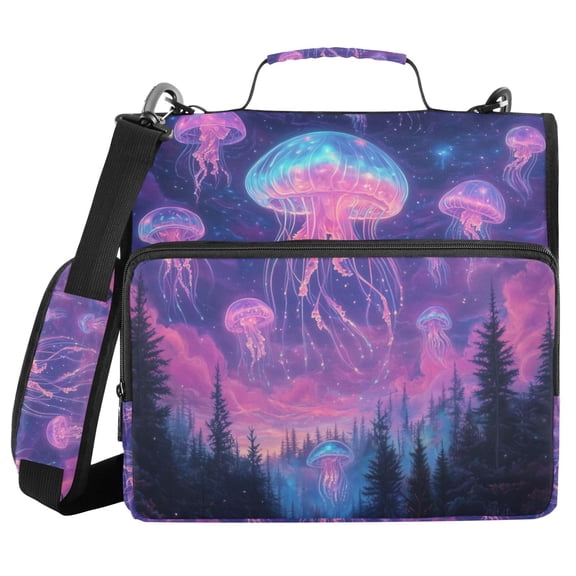 FORMRS Zipper Binder with Shoulder Strap 2-inch Ring 500 Sheet Capacity File Bag, Neon Jellyfish