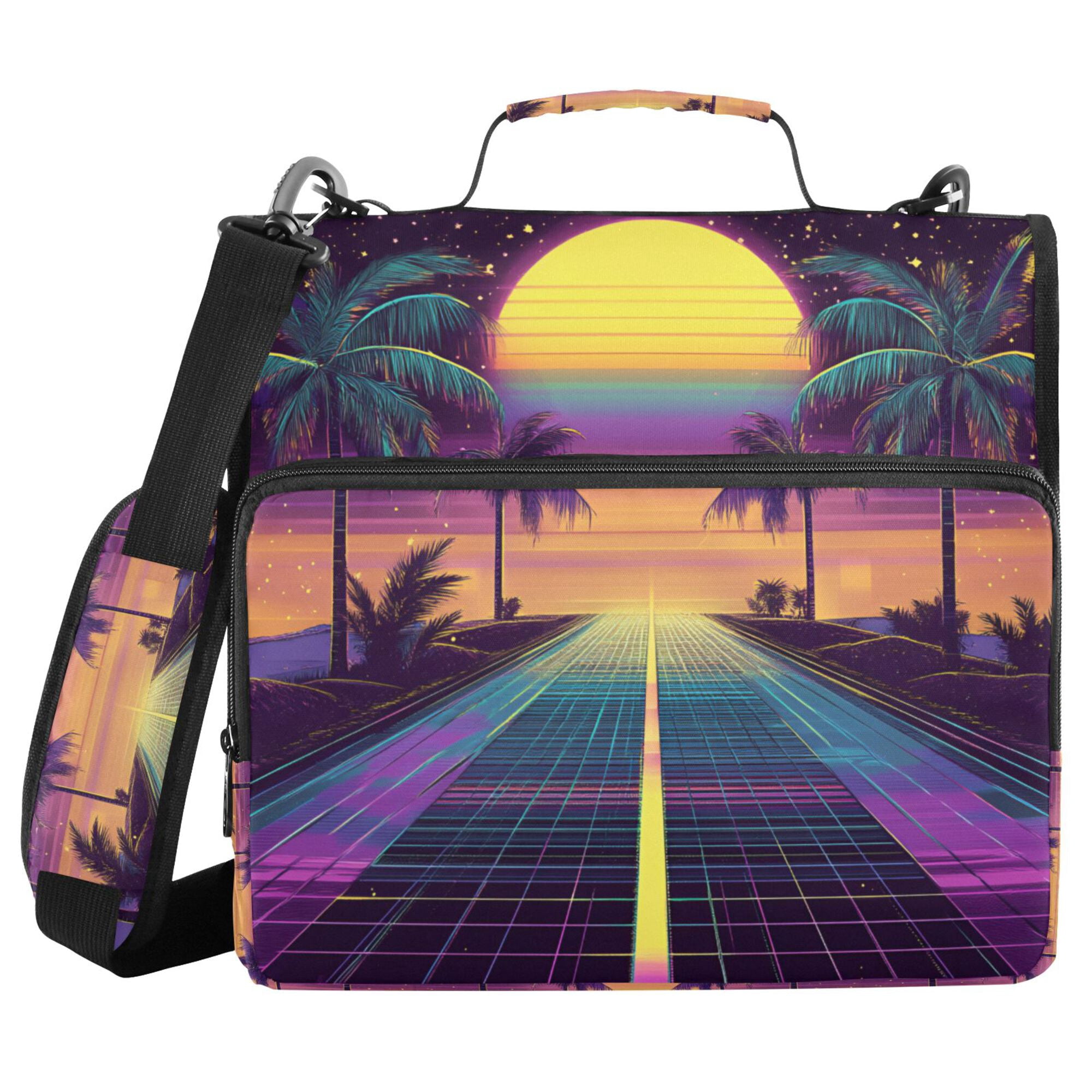 FORMRS Zipper Binder with Shoulder Strap 2-inch Ring 500 Sheet Capacity File Bag, Neon Road