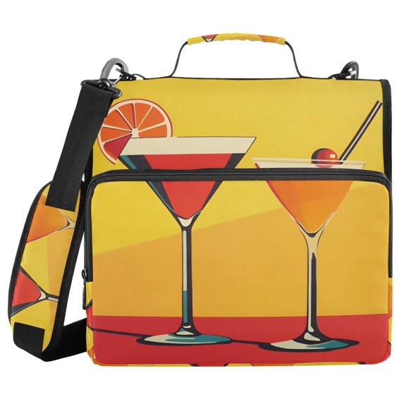 FORMRS Zipper Binder with Shoulder Strap 2-inch Ring 500 Sheet Capacity File Bag, Orange Cocktails