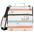 thumbnail image 1 of FORMRS Zipper Binder with Shoulder Strap 2-inch Ring 500 Sheet Capacity File Bag, Orange Nautical Pattern, 1 of 5