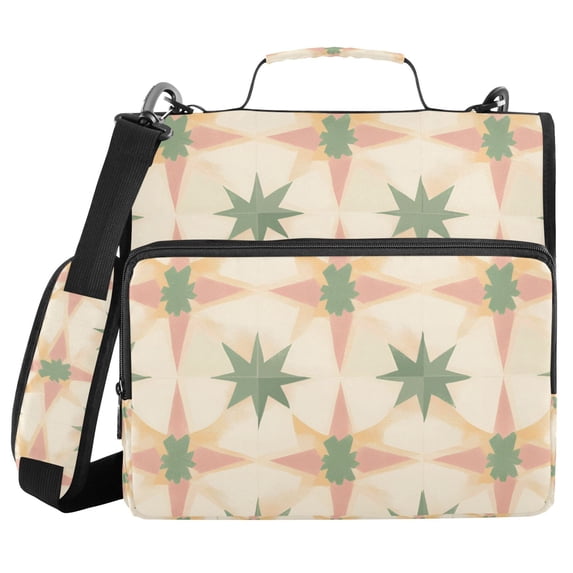 FORMRS Zipper Binder with Shoulder Strap 2-inch Ring 500 Sheet Capacity File Bag, Pastel Beige Geometric