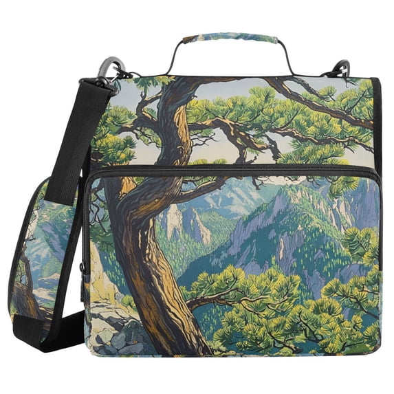 FORMRS Zipper Binder with Shoulder Strap 2-inch Ring 500 Sheet Capacity File Bag, Pine Tree