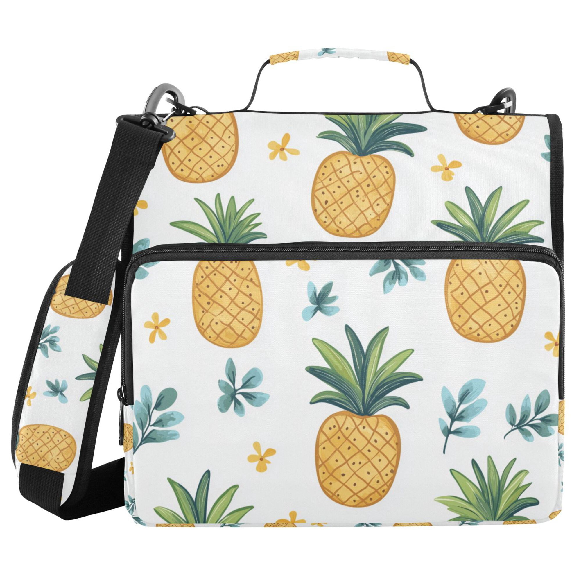 FORMRS Zipper Binder with Shoulder Strap 2-inch Ring 500 Sheet Capacity File Bag, Pineapple