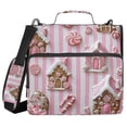 thumbnail image 1 of FORMRS Zipper Binder with Shoulder Strap 2-inch Ring 500 Sheet Capacity File Bag, Pink Gingerbread Houses, 1 of 5