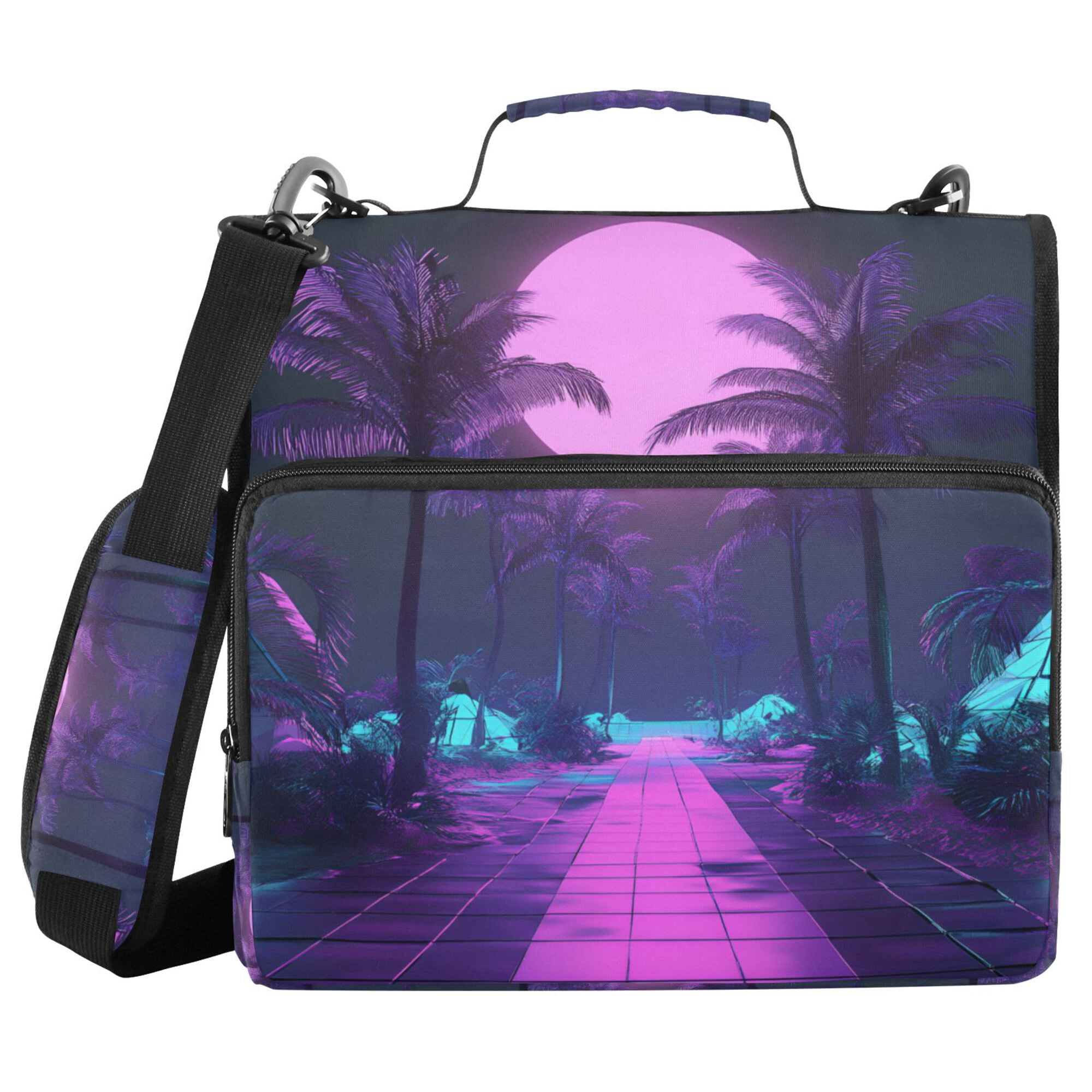FORMRS Zipper Binder with Shoulder Strap 2-inch Ring 500 Sheet Capacity File Bag, Pink Neon Road