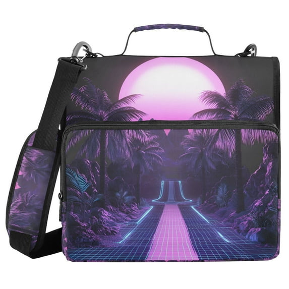 FORMRS Zipper Binder with Shoulder Strap 1.5-inch Ring 500 Sheet Capacity File Bag, Pink Road