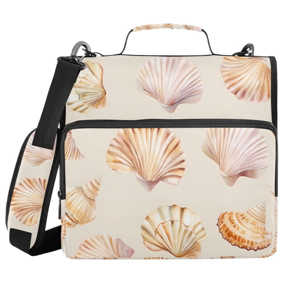 FORMRS Zipper Binder with Shoulder Strap 2-inch Ring 500 Sheet Capacity File Bag, Pink Seashell