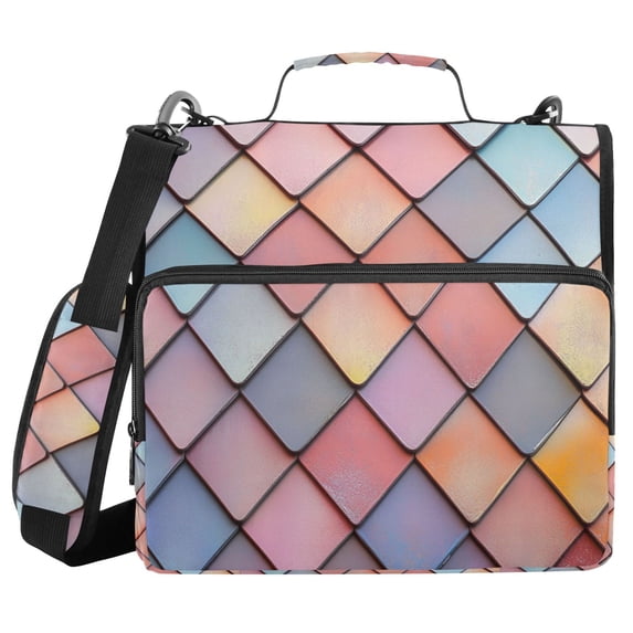 FORMRS Zipper Binder with Shoulder Strap 2-inch Ring 500 Sheet Capacity File Bag, Pink Shimmering Pattern