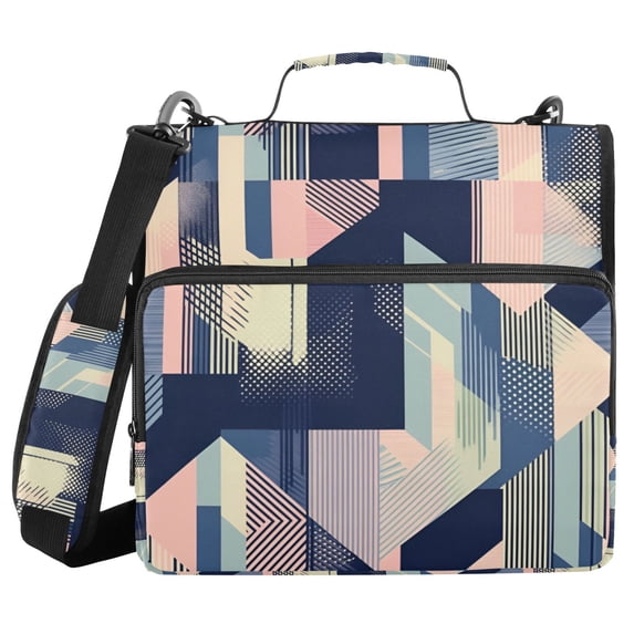FORMRS Zipper Binder with Shoulder Strap 2-inch Ring 500 Sheet Capacity File Bag, Pink Stripes
