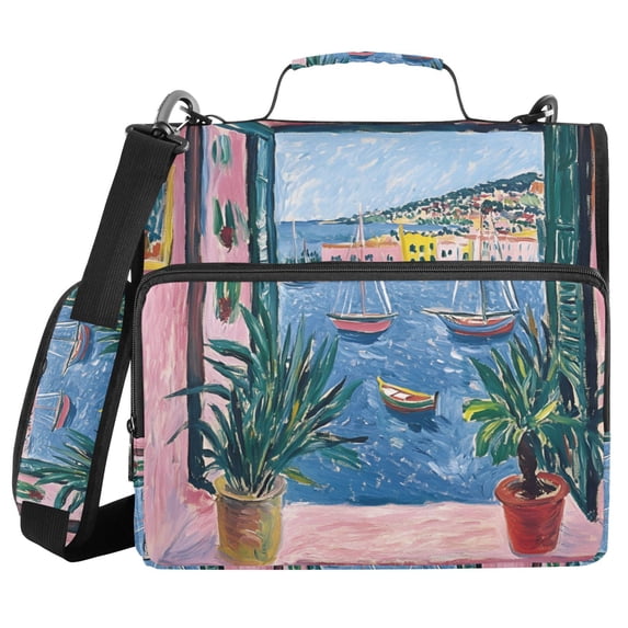 FORMRS Zipper Binder with Shoulder Strap 2-inch Ring 500 Sheet Capacity File Bag, Pink Window