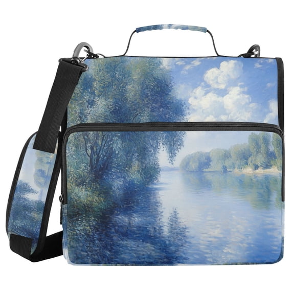 FORMRS Zipper Binder with Shoulder Strap 2-inch Ring 500 Sheet Capacity File Bag, Plants and River
