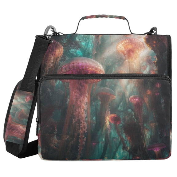 FORMRS Zipper Binder with Shoulder Strap 2-inch Ring 500 Sheet Capacity File Bag, Psychedelic Forest