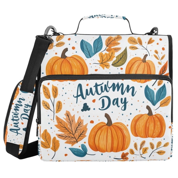 FORMRS Zipper Binder with Shoulder Strap 2-inch Ring 500 Sheet Capacity File Bag, Pumpkins Pattern