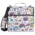 thumbnail image 1 of FORMRS Zipper Binder with Shoulder Strap 2-inch Ring 500 Sheet Capacity File Bag, Purple Doodle Pattern, 1 of 5
