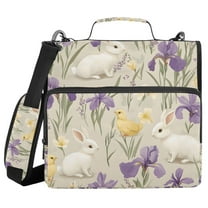 FORMRS Zipper Binder with Shoulder Strap 1.5-inch Ring 500 Sheet Capacity File Bag, Purple Floral Rabbit