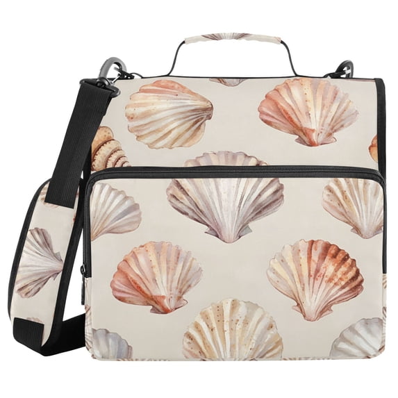FORMRS Zipper Binder with Shoulder Strap 2-inch Ring 500 Sheet Capacity File Bag, Purple Seashell
