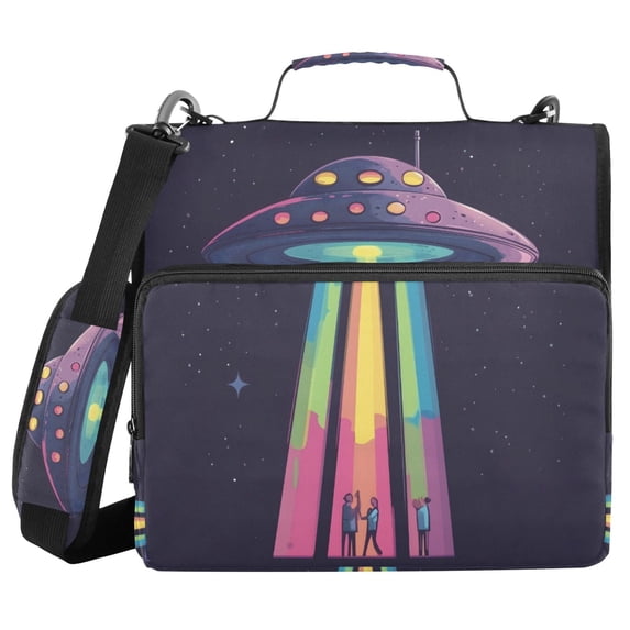 FORMRS Zipper Binder with Shoulder Strap 2-inch Ring 500 Sheet Capacity File Bag, Purple UFO