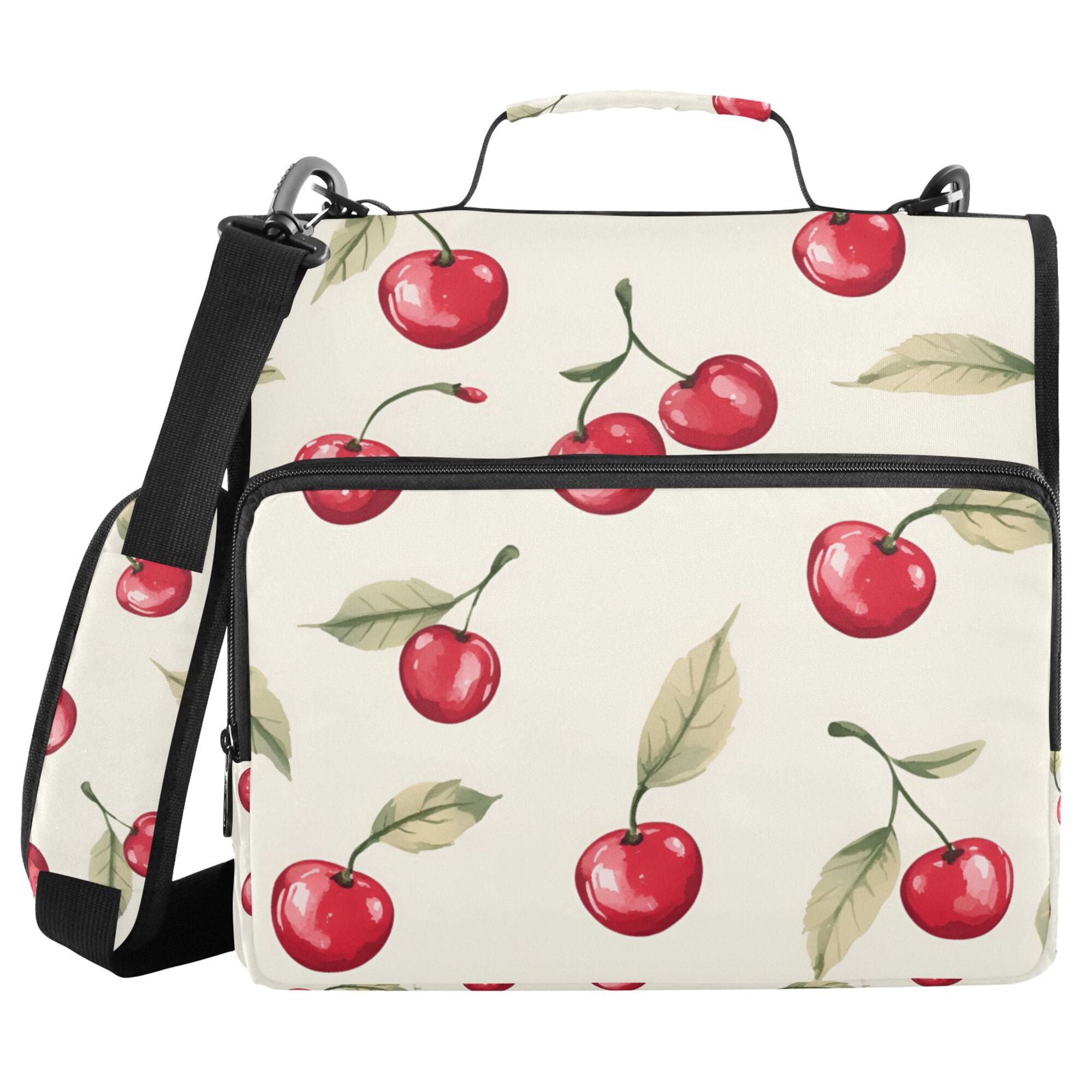 FORMRS Zipper Binder with Shoulder Strap 2-inch Ring 500 Sheet Capacity File Bag, Red Cherry