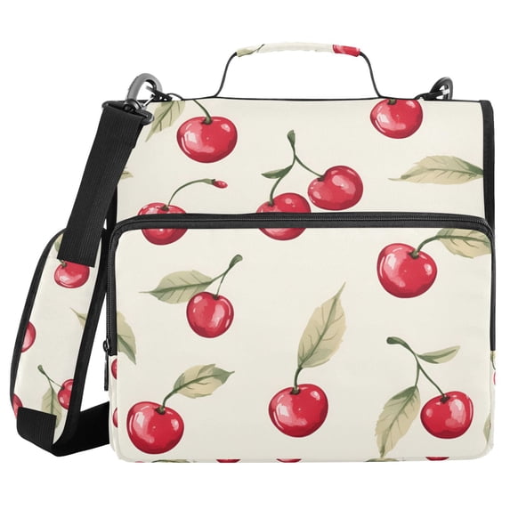 FORMRS Zipper Binder with Shoulder Strap 2-inch Ring 500 Sheet Capacity File Bag, Red Cherry