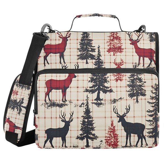 FORMRS Zipper Binder with Shoulder Strap 1.5-inch Ring 500 Sheet Capacity File Bag, Red Deer