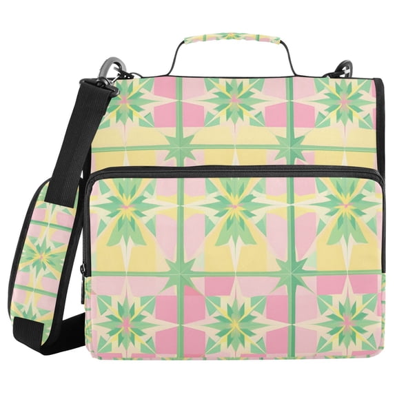 FORMRS Zipper Binder with Shoulder Strap 2-inch Ring 500 Sheet Capacity File Bag, Retro Beige Stars