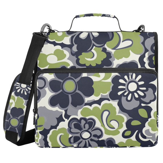 FORMRS Zipper Binder with Shoulder Strap 2-inch Ring 500 Sheet Capacity File Bag, Retro Floral Pattern