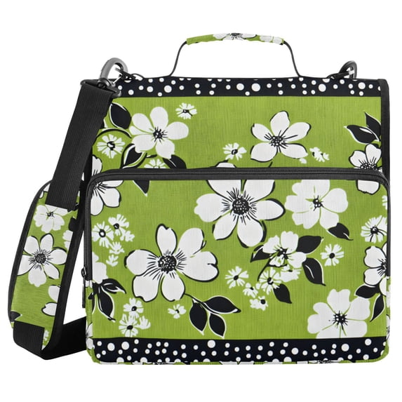 FORMRS Zipper Binder with Shoulder Strap 2-inch Ring 500 Sheet Capacity File Bag, Retro Floral