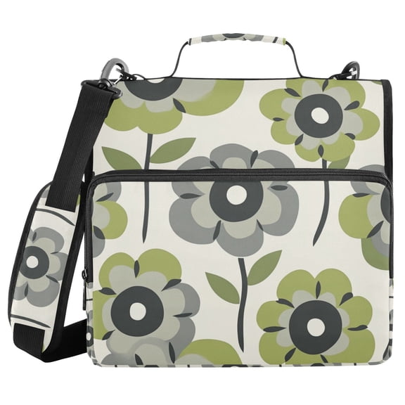 FORMRS Zipper Binder with Shoulder Strap 1.5-inch Ring 500 Sheet Capacity File Bag, Retro Flower