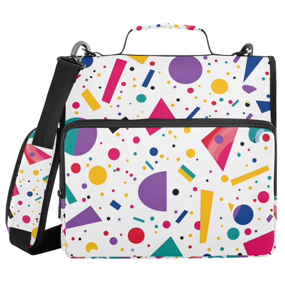 FORMRS Zipper Binder with Shoulder Strap 2-inch Ring 500 Sheet Capacity File Bag, Retro Round