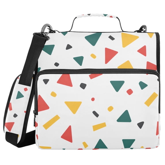 FORMRS Zipper Binder with Shoulder Strap 2-inch Ring 500 Sheet Capacity File Bag, Retro Shapes