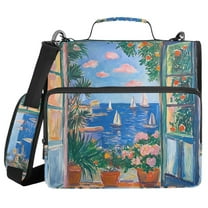 FORMRS Zipper Binder with Shoulder Strap 1.5-inch Ring 500 Sheet Capacity File Bag, Sea Window