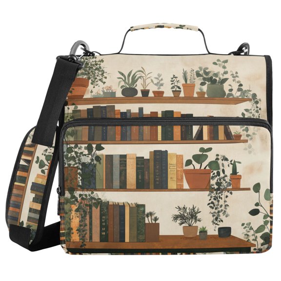 FORMRS Zipper Binder with Shoulder Strap 1.5-inch Ring 500 Sheet Capacity File Bag, Shelf Plants