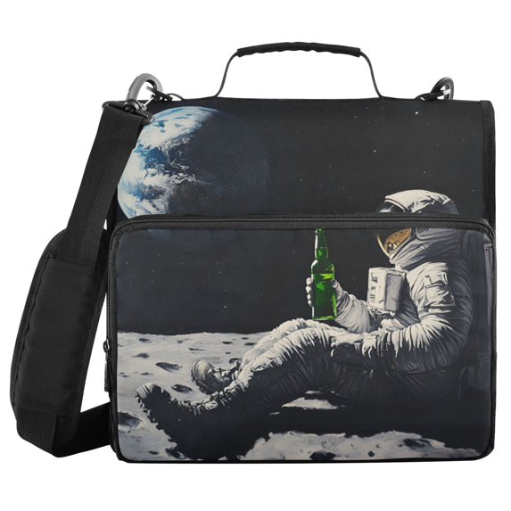 FORMRS Zipper Binder with Shoulder Strap 2-inch Ring 500 Sheet Capacity File Bag, Sitting on The Moon