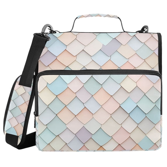 FORMRS Zipper Binder with Shoulder Strap 2-inch Ring 500 Sheet Capacity File Bag, Small Pink Pattern
