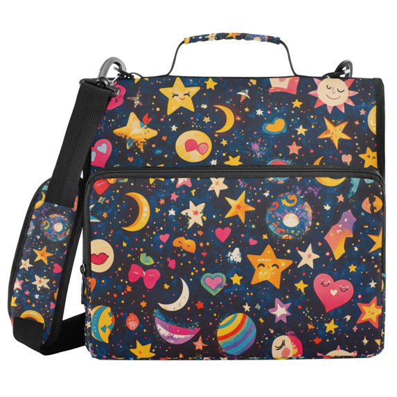 FORMRS Zipper Binder with Shoulder Strap 2-inch Ring 500 Sheet Capacity File Bag, Small Space Pattern