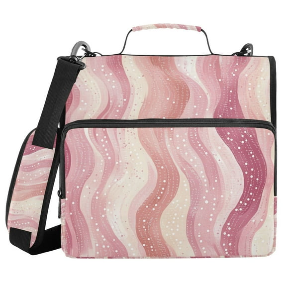 FORMRS Zipper Binder with Shoulder Strap 1.5-inch Ring 500 Sheet Capacity File Bag, Soft Brown Pattern